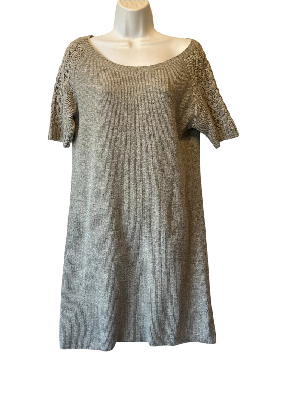 Banana Republic dress M Gray Wool Cashmere blend Short cable knit sleeves